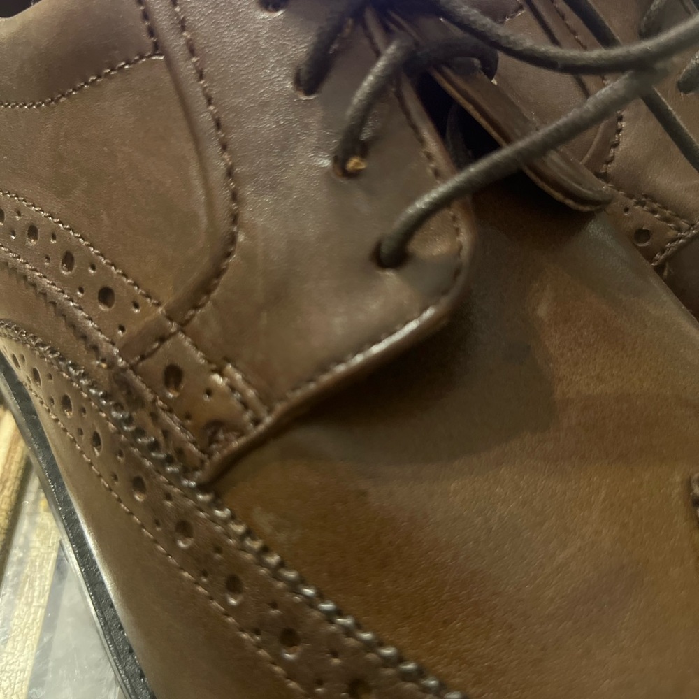 NWOB Rockport Wingtip Perforated Brogue Men's Brown Leather Oxfords 9.5W - Picture 8 of 16